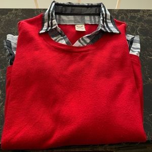 Red sweater with plaid